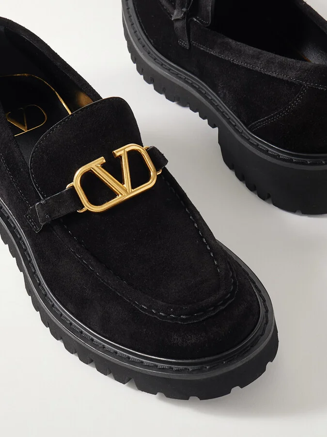 Valentino Garavani - Vlogo 30 Suede Loafers - Black - Image 4