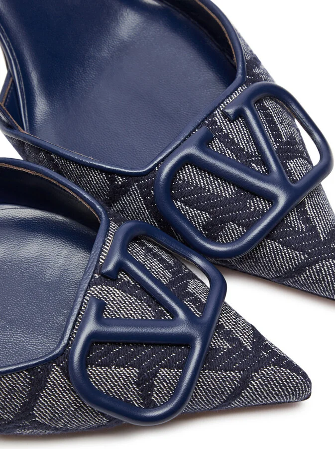 Valentino Garavani Vlogo 40 Canvas Slingback Pumps - Image 3