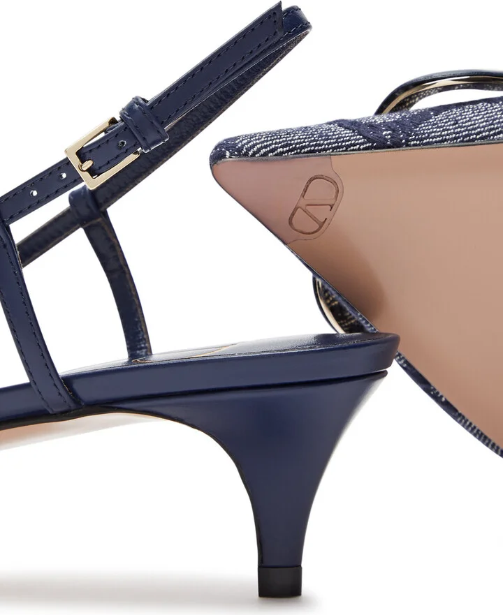 Valentino Garavani Vlogo 40 Canvas Slingback Pumps - Image 4