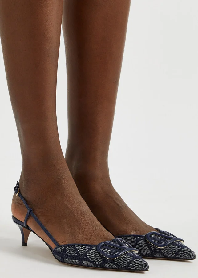 Valentino Garavani Vlogo 40 Canvas Slingback Pumps - Image 5