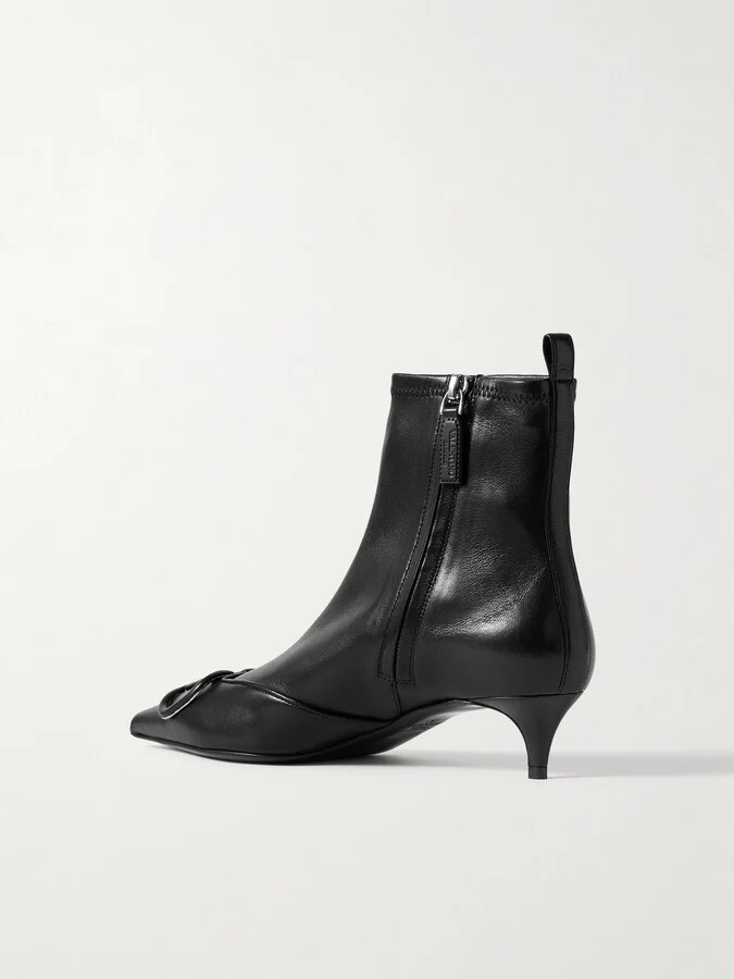 Valentino Garavani - Vlogo 40 Leather Ankle Boots - Black - Image 3