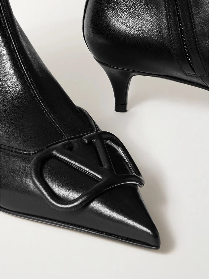 Valentino Garavani - Vlogo 40 Leather Ankle Boots - Black - Image 4