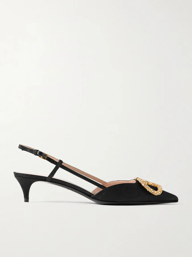 Valentino Garavani - Vlogo 40 Moire Slingback Pumps - Black