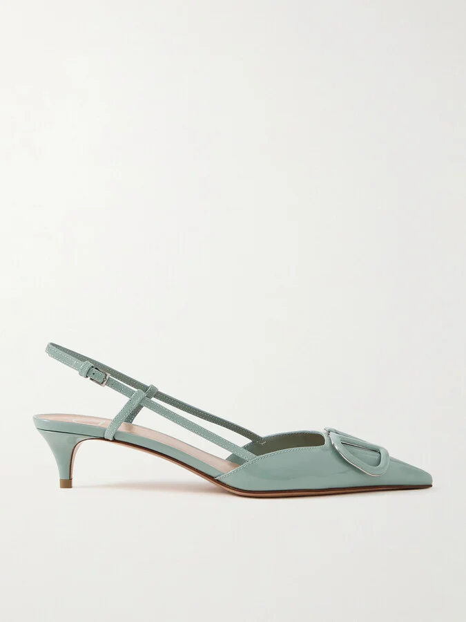 Valentino Garavani - Vlogo 40 Patent-leather Slingback Pumps - Green