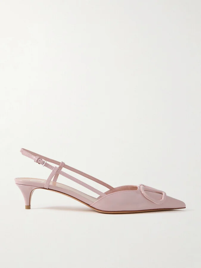 Valentino Garavani - Vlogo 40 Patent-leather Slingback Pumps - Pink