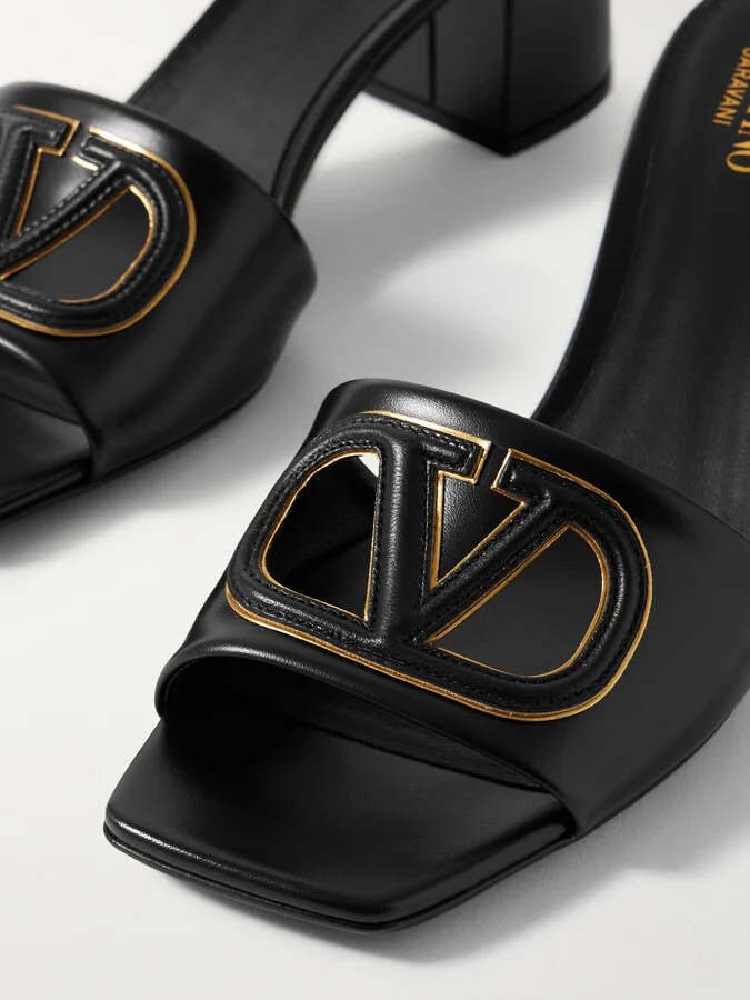 Valentino Garavani - Vlogo 60 Cutout Leather Mules - Black - Image 4