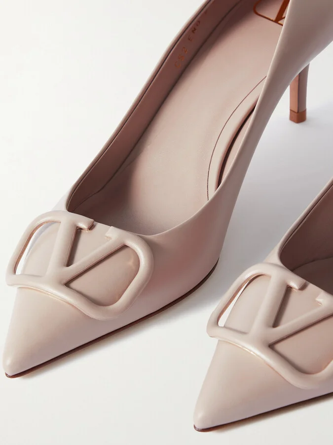 Valentino Garavani - Vlogo 60 Embellished Leather Pumps - Neutrals - Image 4
