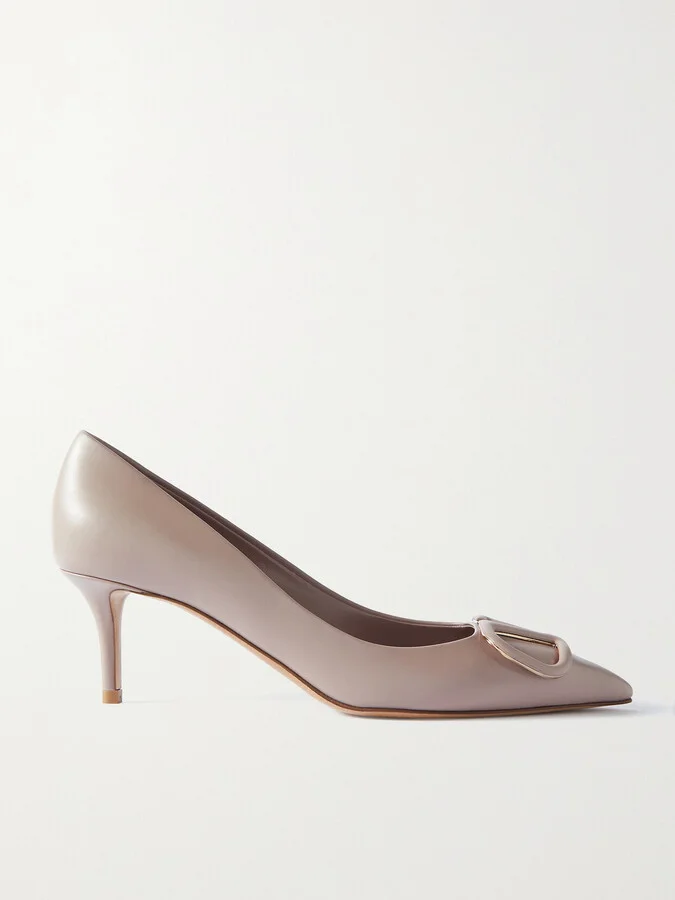 Valentino Garavani - Vlogo 60 Embellished Leather Pumps - Neutrals