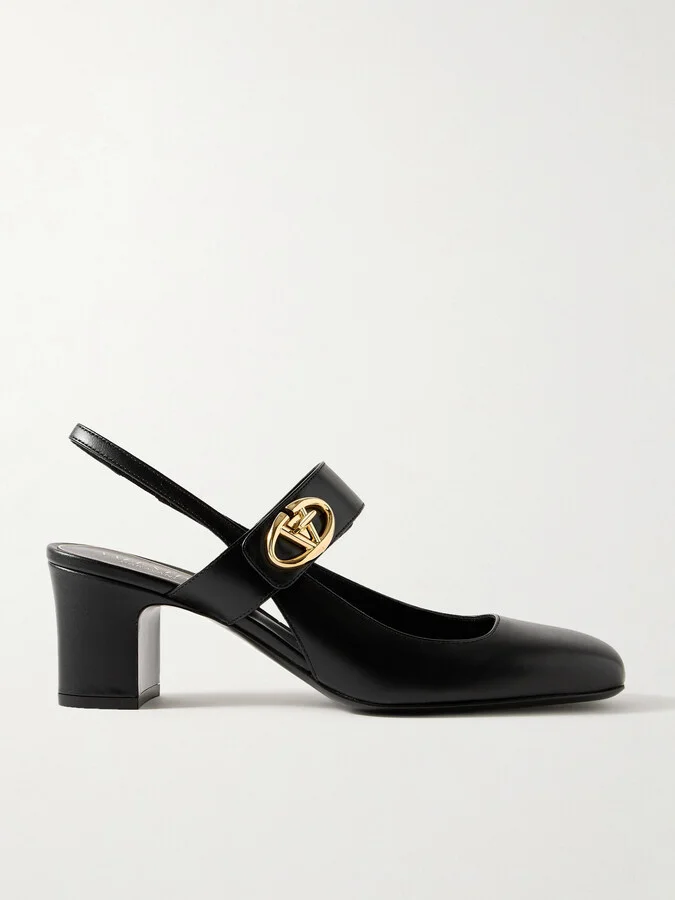 Valentino Garavani - Vlogo 60 Embellished Leather Slingback Pumps - Black