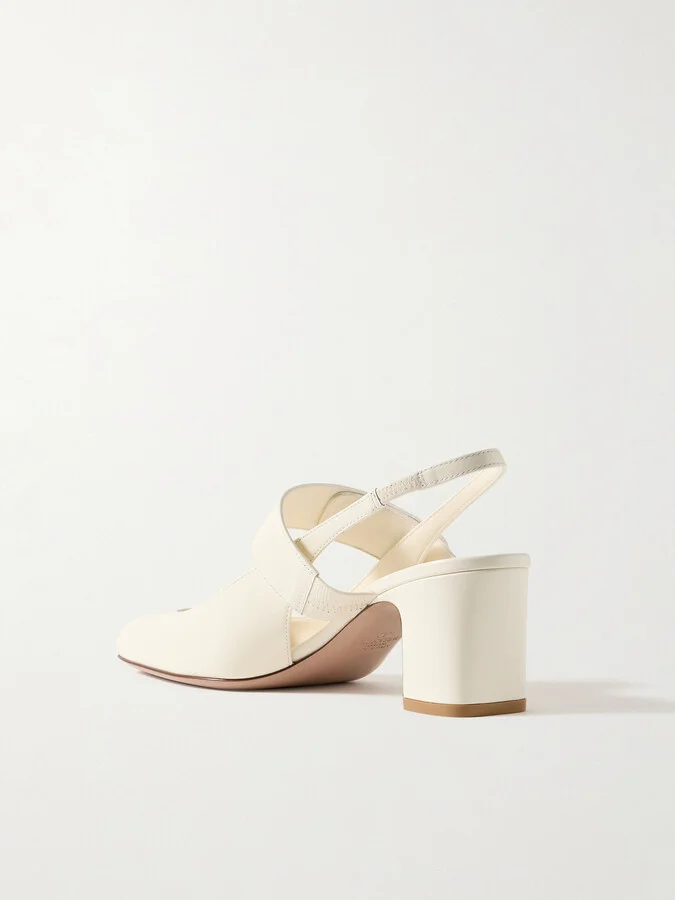 Valentino Garavani - Vlogo 60 Embellished Leather Slingback Pumps - Ivory - Image 3