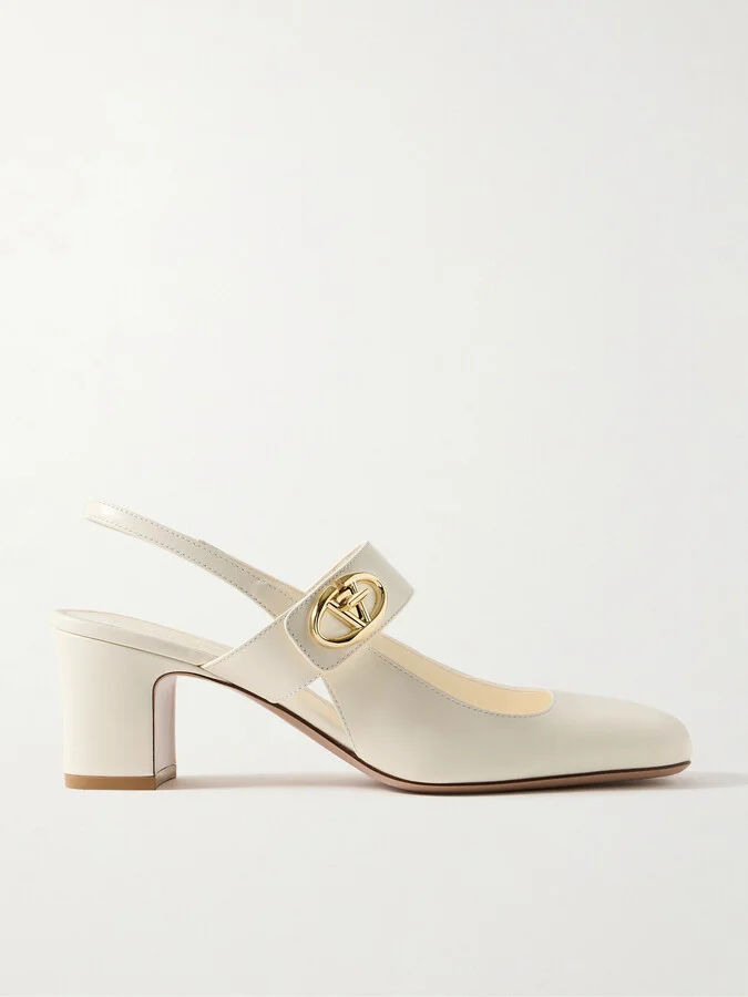 Valentino Garavani - Vlogo 60 Embellished Leather Slingback Pumps - Ivory