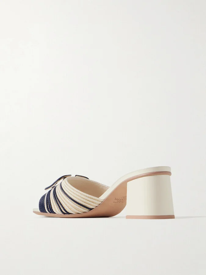 Valentino Garavani - Vlogo 60 Logo-embellished Two-tone Leather Mules - Ivory - Image 3