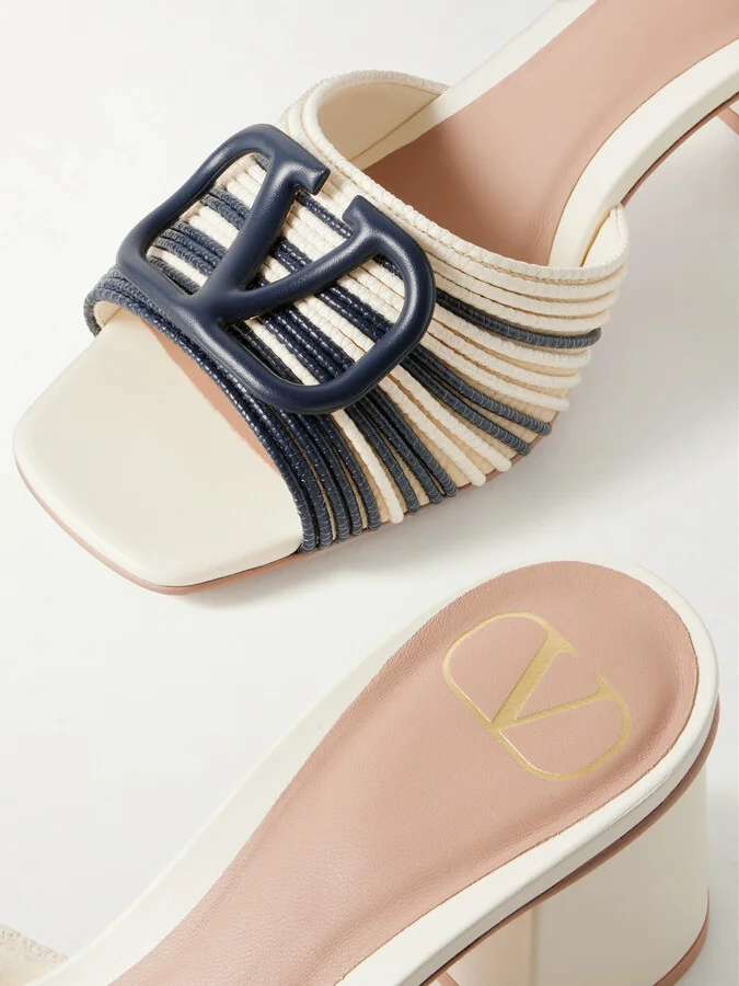 Valentino Garavani - Vlogo 60 Logo-embellished Two-tone Leather Mules - Ivory - Image 4