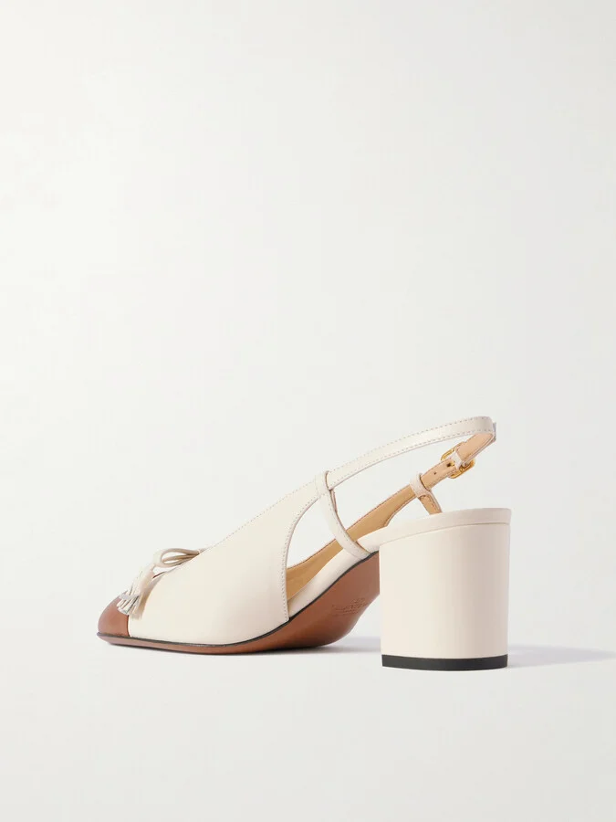 Valentino Garavani - Vlogo 65 Tasseled Leather Slingback Pumps - Ecru - Image 3