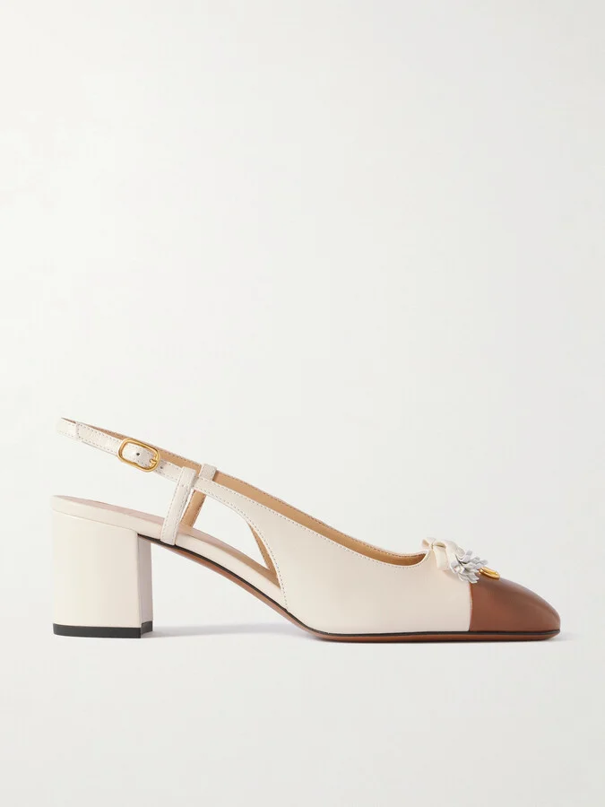 Valentino Garavani - Vlogo 65 Tasseled Leather Slingback Pumps - Ecru