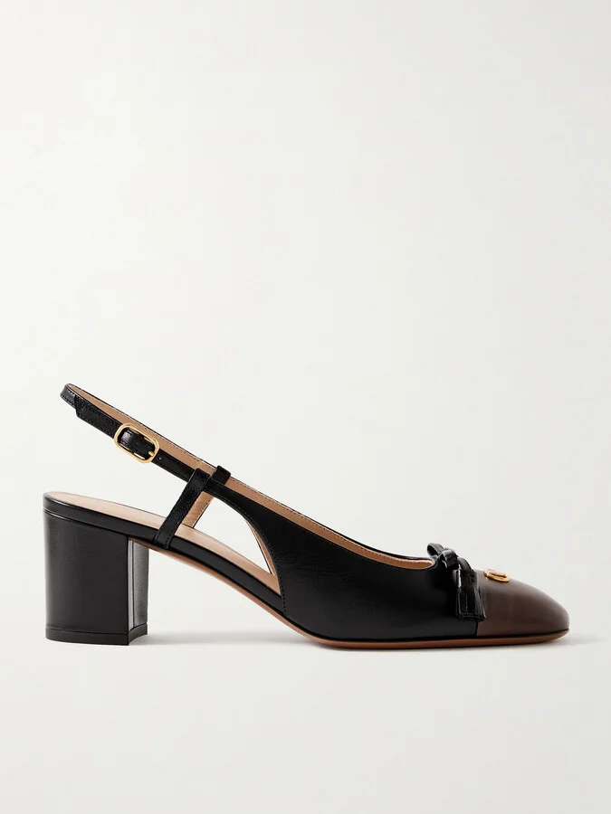 Valentino Garavani - Vlogo 65 Tasseled Two-tone Leather Slingback Pumps - Black