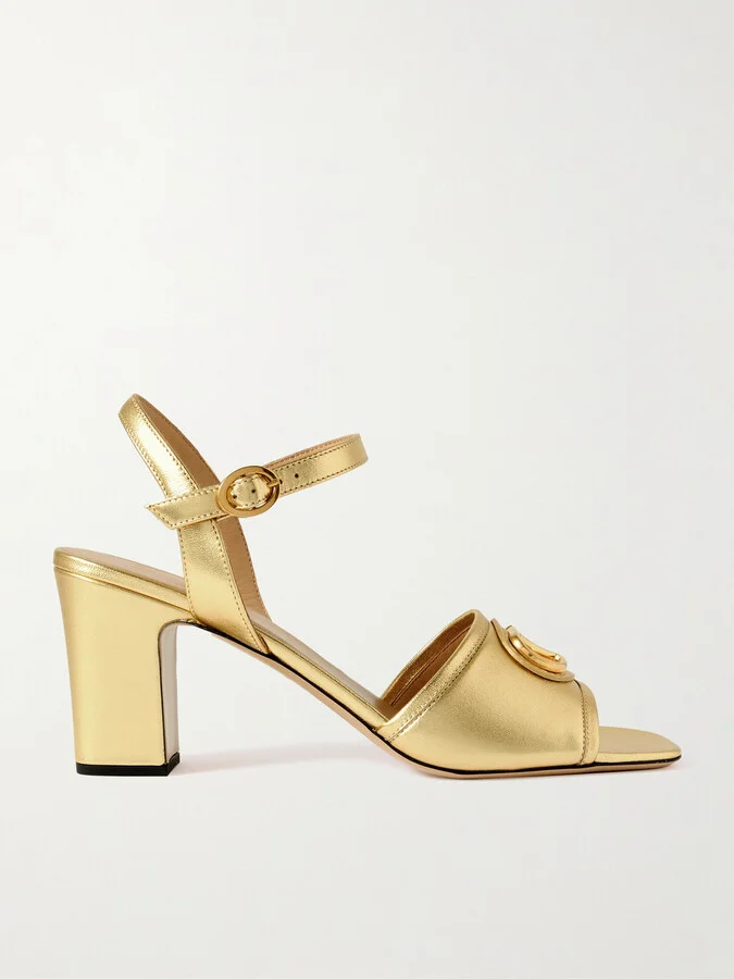 Valentino Garavani - Vlogo 70 Embellished Metallic Leather Sandals - Gold