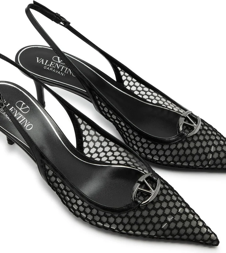 Valentino Garavani Vlogo 75 Mesh Slingback Pumps - Image 3