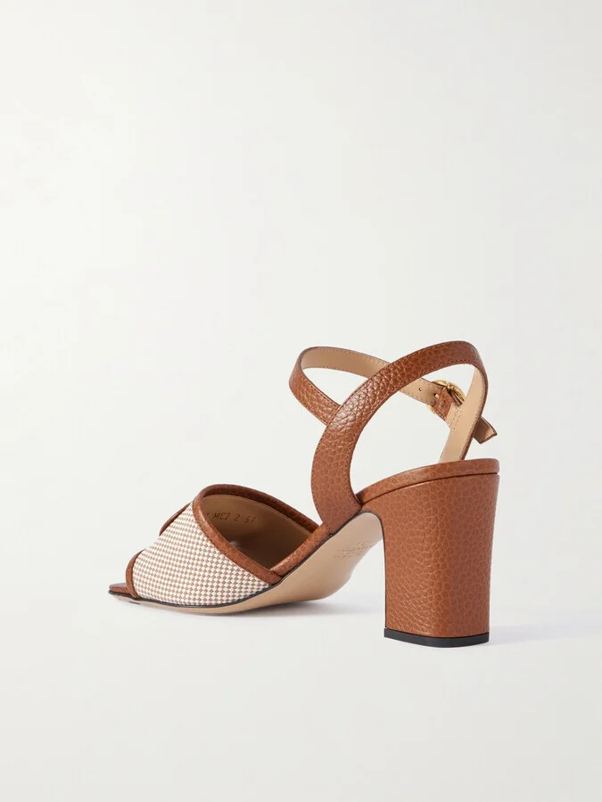 Valentino Garavani - Vlogo 75 Textured-leather And Canvas Sandals - Brown - Image 3