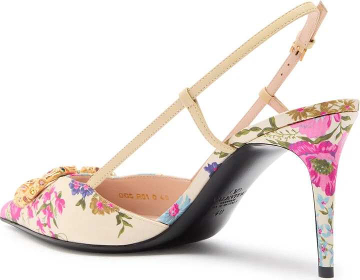 Valentino Garavani Vlogo 80 Floral-print Slingback Pumps - Image 7