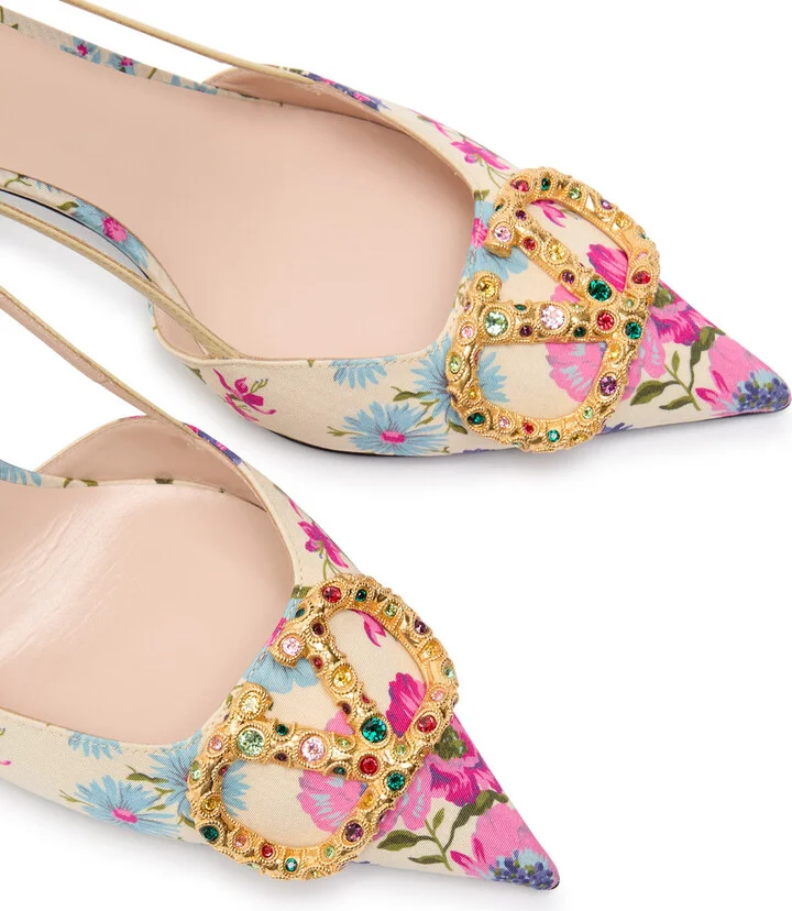Valentino Garavani Vlogo 80 Floral-print Slingback Pumps - Image 8