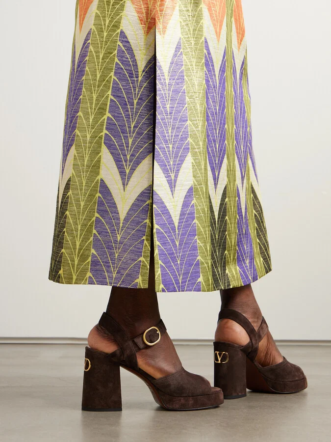 Valentino Garavani - Vlogo 95 Suede Platform Sandals - Brown - Image 2