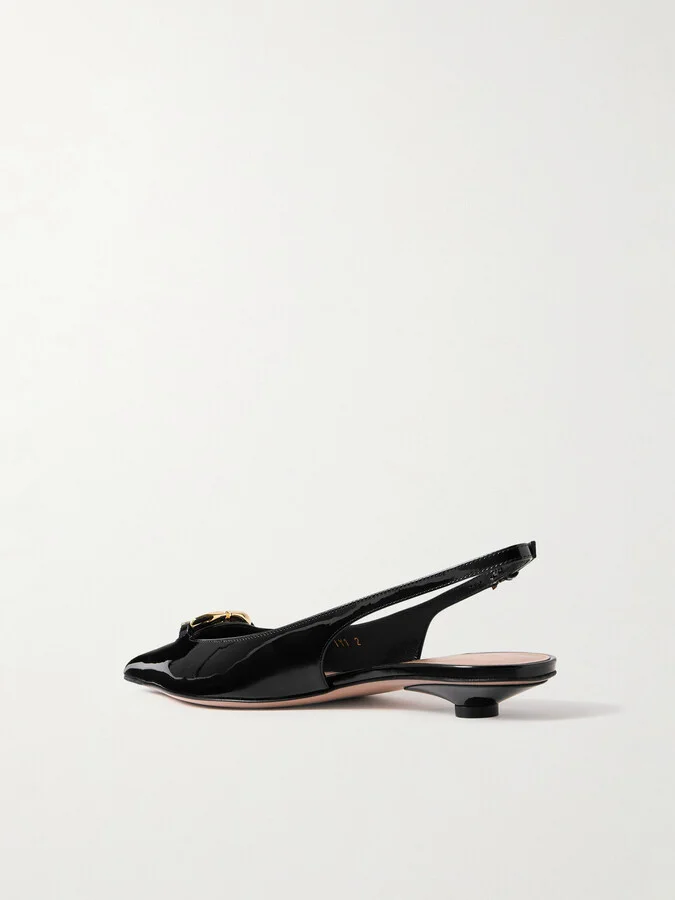 Valentino Garavani - Vlogo Bold 20 Embellished Patent-leather Pumps - Black - Image 3