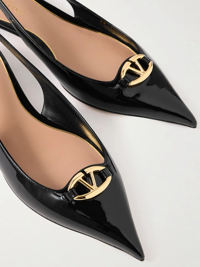 Valentino Garavani - Vlogo Bold 20 Embellished Patent-leather Pumps - Black - Image 4