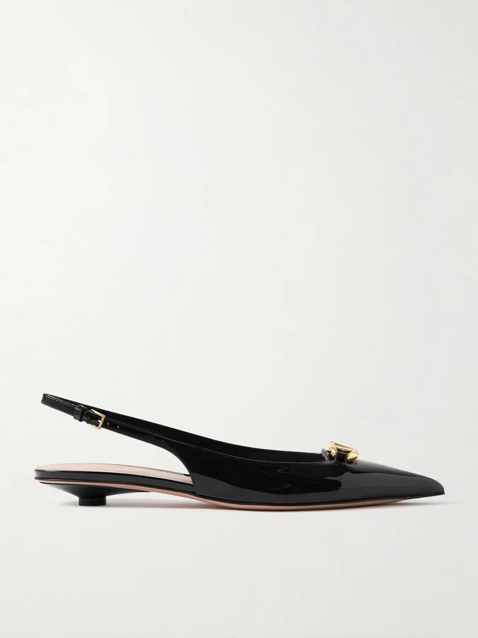 Valentino Garavani - Vlogo Bold 20 Embellished Patent-leather Pumps - Black