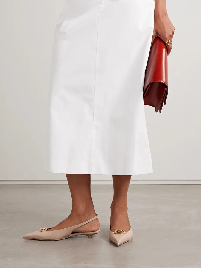Valentino Garavani - Vlogo Bold 20 Embellished Patent-leather Pumps - Neutrals - Image 2