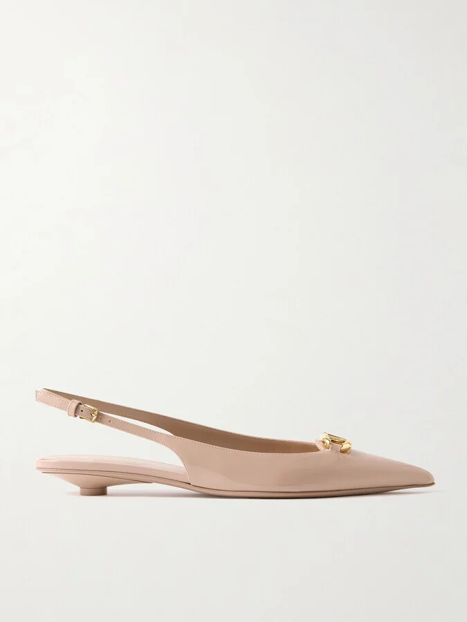 Valentino Garavani - Vlogo Bold 20 Embellished Patent-leather Pumps - Neutrals