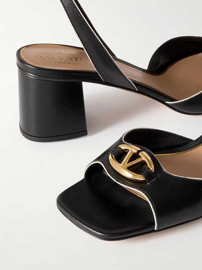 Valentino Garavani - Vlogo Bold 60 Leather Sandals - Black - Image 4