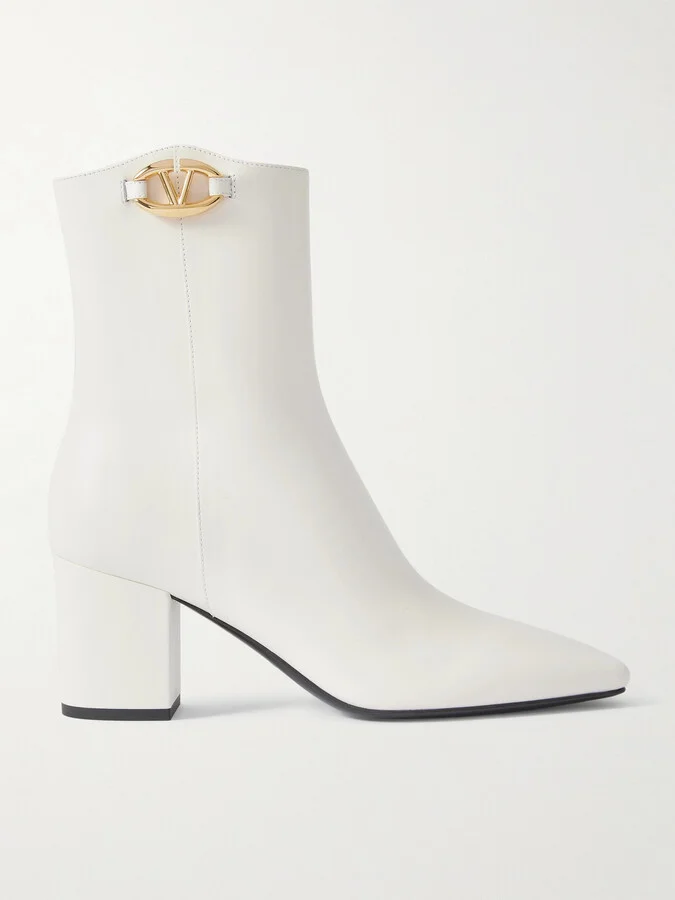 Valentino Garavani - Vlogo Bold 70 Leather Ankle Boots - Ivory