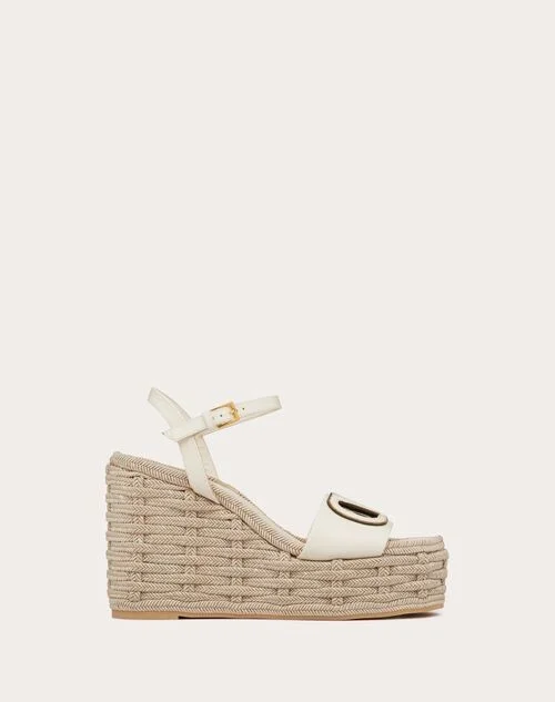 Valentino Garavani VLOGO CALFSKIN CUT-OUT WEDGE SANDAL 110MM