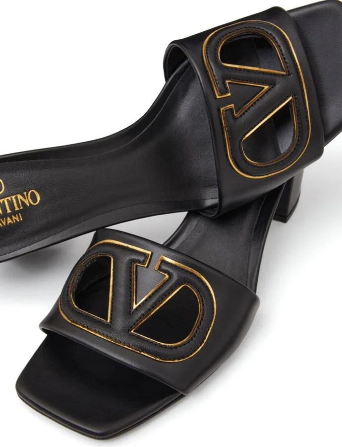 Valentino Garavani Vlogo Cut-Out Leather Mules - Image 2