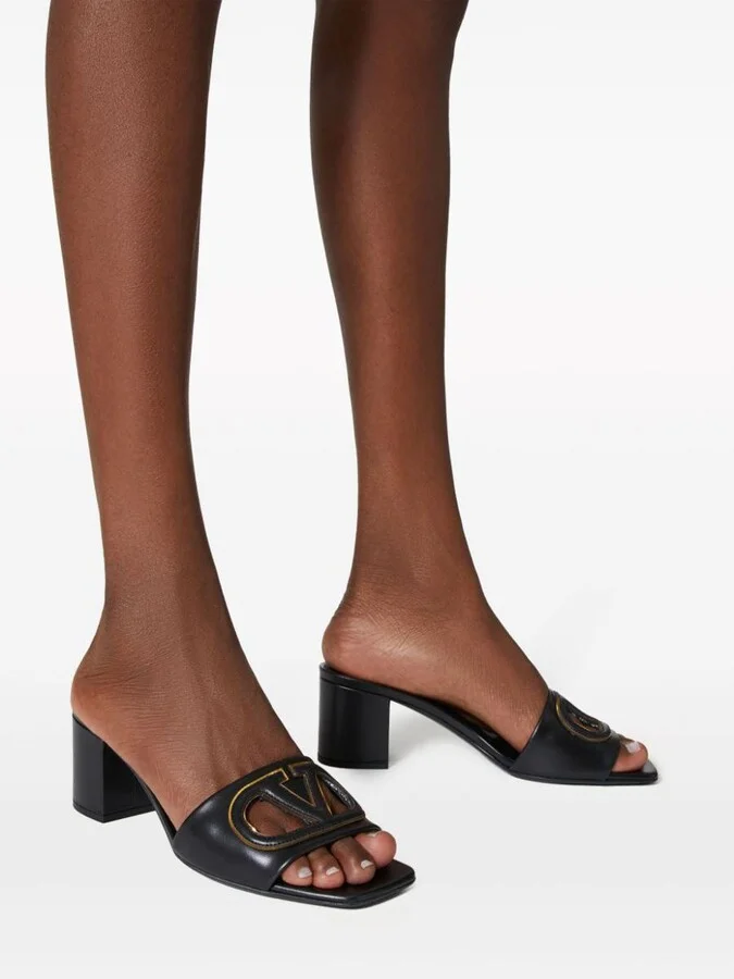 Valentino Garavani Vlogo Cut-Out Leather Mules - Image 3