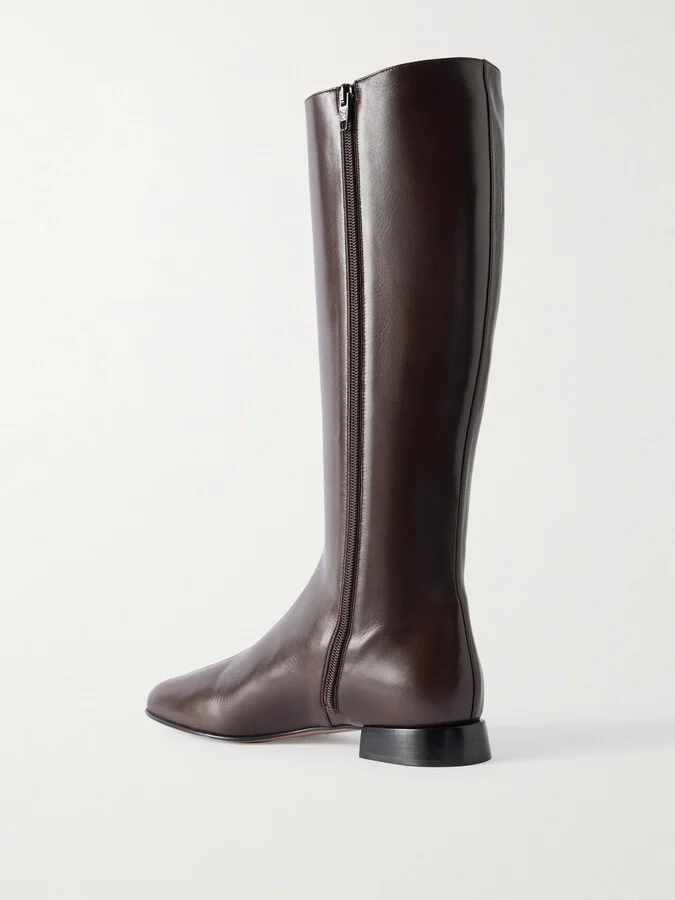 Valentino Garavani - Vlogo Embellished Leather Knee Boots - Brown - Image 3