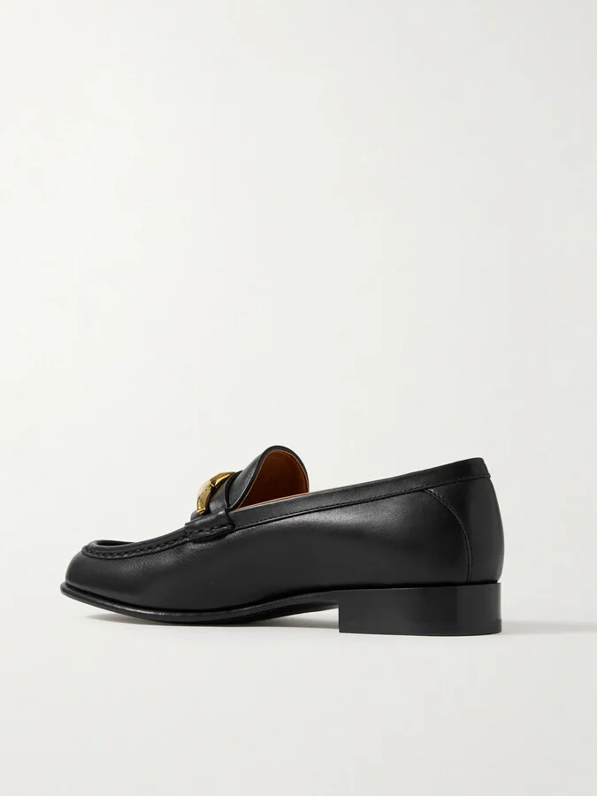 Valentino Garavani - Vlogo Embellished Leather Loafers - Black - Image 3