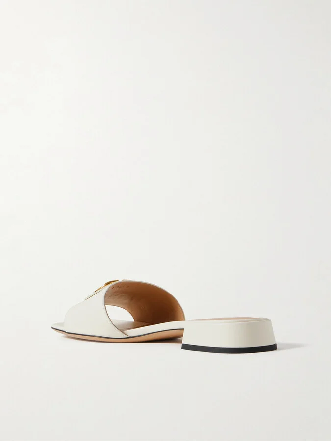 Valentino Garavani - Vlogo Embellished Leather Slides - Ivory - Image 3