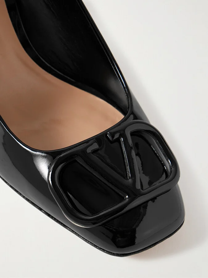 Valentino Garavani - Vlogo Embellished Patent-leather Mary Jane Pumps - Black - Image 4