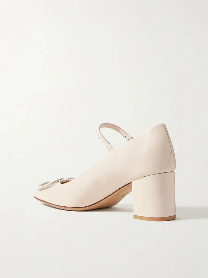 Valentino Garavani - Vlogo Embellished Patent-leather Mary Jane Pumps - Off-white - Image 3