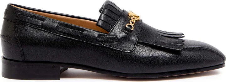 Valentino Garavani Vlogo Fringed Leather Loafers
