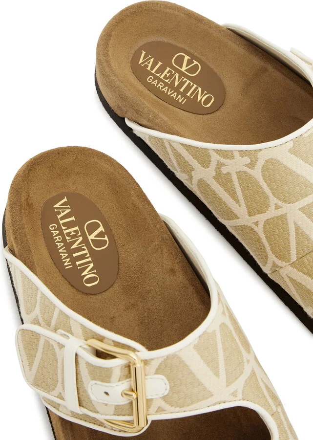 Valentino Garavani Vlogo Jacquard Canvas Sliders - Image 4