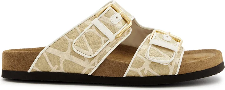Valentino Garavani Vlogo Jacquard Canvas Sliders