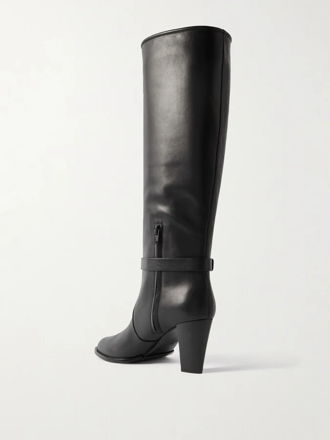 Valentino Garavani - Vlogo Leather Knee Boots - Black - Image 3