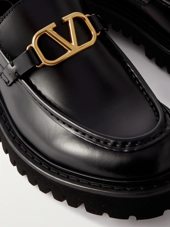 Valentino Garavani - Vlogo Leather Loafers - Black - Image 4
