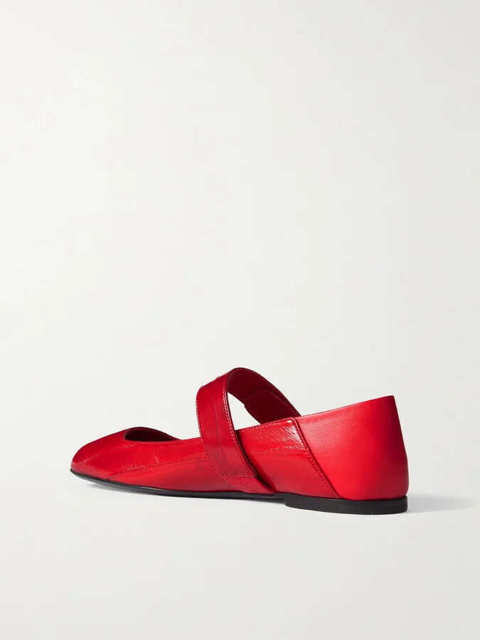 Valentino Garavani - Vlogo Locker Leather Ballet Pumps - Red - Image 3