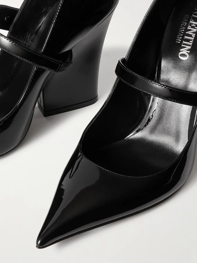 Valentino Garavani - Vlogo Lockette Patent-leather Mary Jane Pumps - Black - Image 4