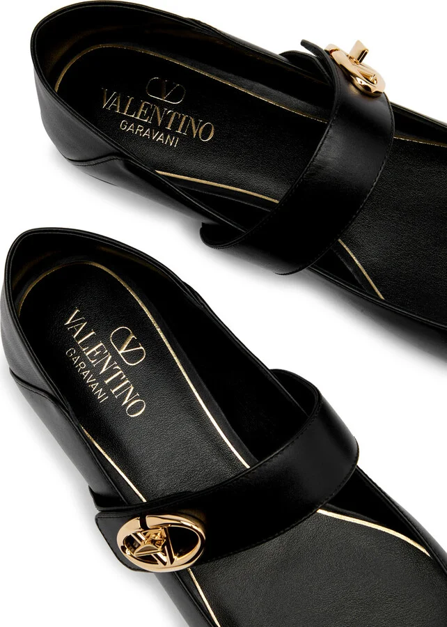 Valentino Garavani Vlogo Mary Jane Leather Flats - Image 4