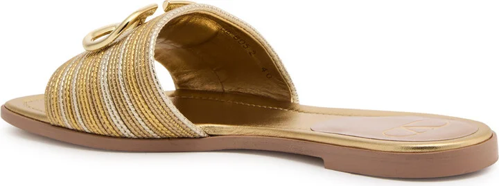 Valentino Garavani Vlogo Metallic Leather Sliders - Image 2
